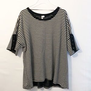 Plus size cable and gauge striped oversized tee 2x